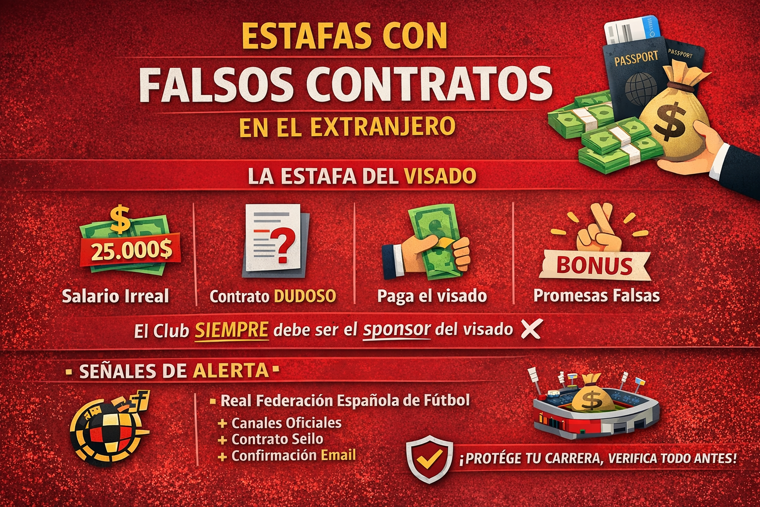 Falsos contratos en el extranjero: la estafa del visado que está afectando a entrenadores y jugadores